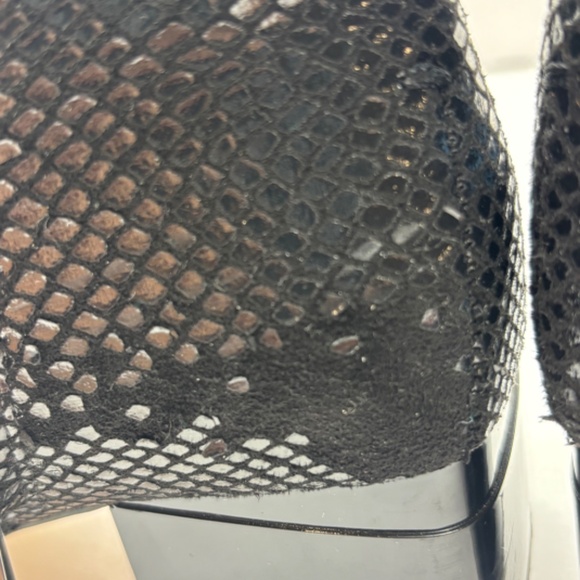 Franco Sarto Faux Snake Skin Black Block Heel Zip Up Boots 7 - Picture 7 of 10